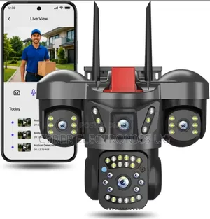 3 Lens 4G CCTV Camera 360° Night Vision 2 Way Audio Motion Detection