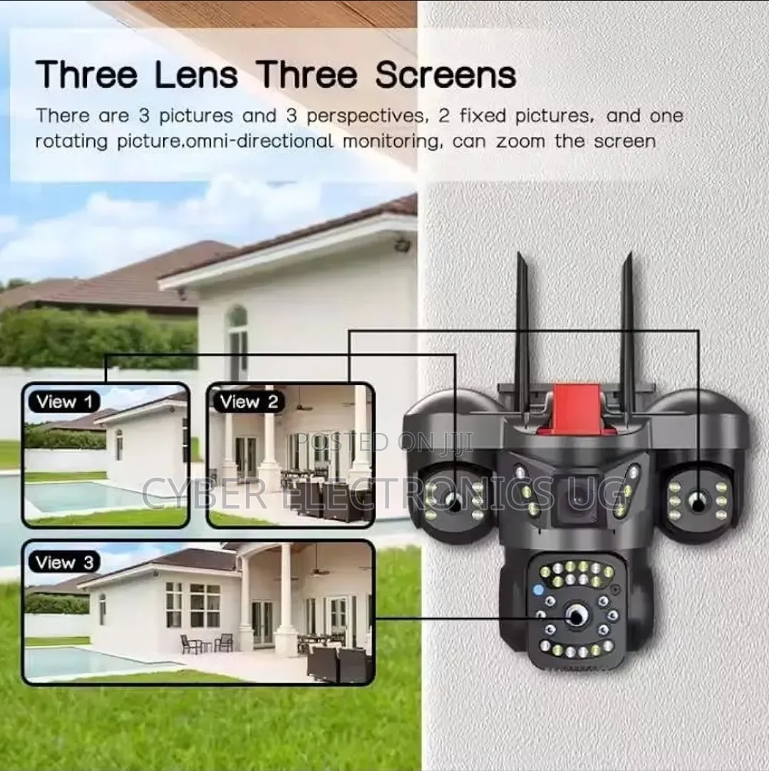 3 Lens 4G CCTV Camera 360° Night Vision 2 Way Audio Motion Detection