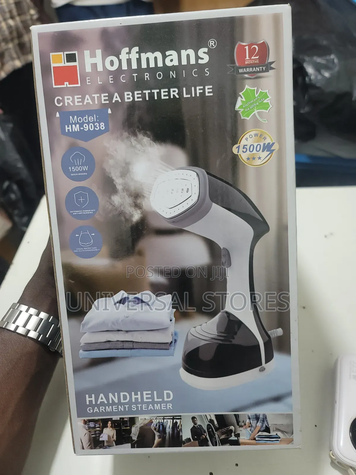 Hoffmans Handheld Garment Steamer (Model: HM-9038).