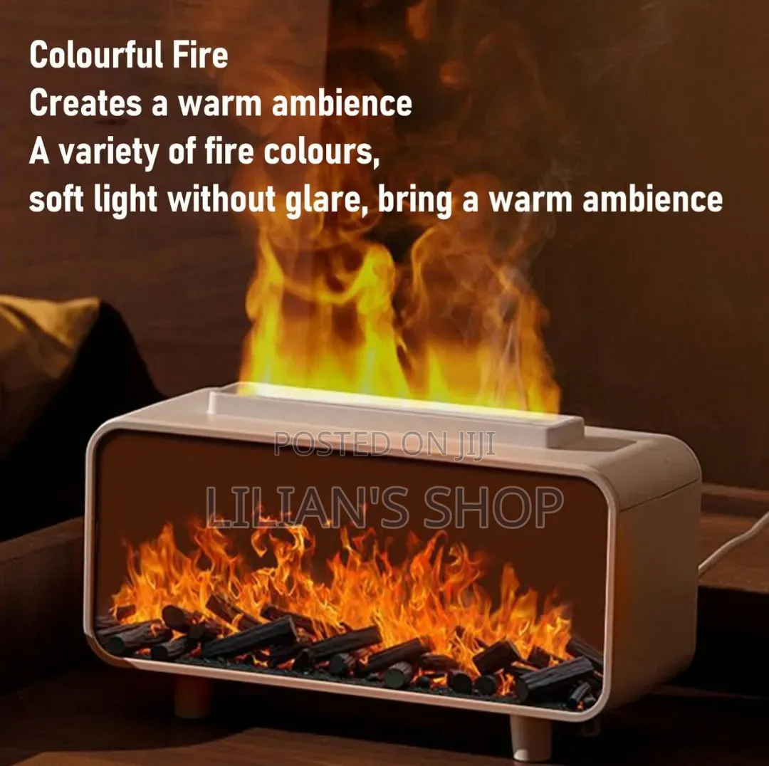 3-in-1 Simulated Fireplace FlameAir Humidifier$Essential Oil Diffuser