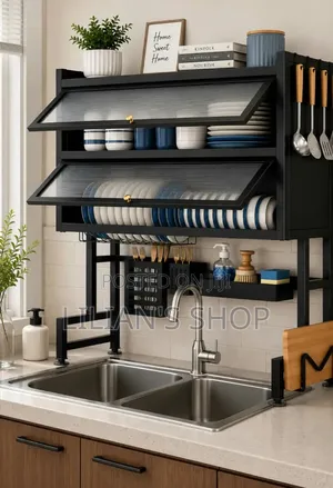 6-in-1 Over Sink Dish Rack With Cabinet