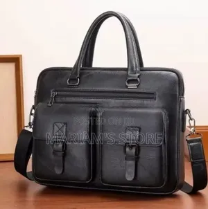 Faux-Leather Laptop Briefcase Dual Front Buckle