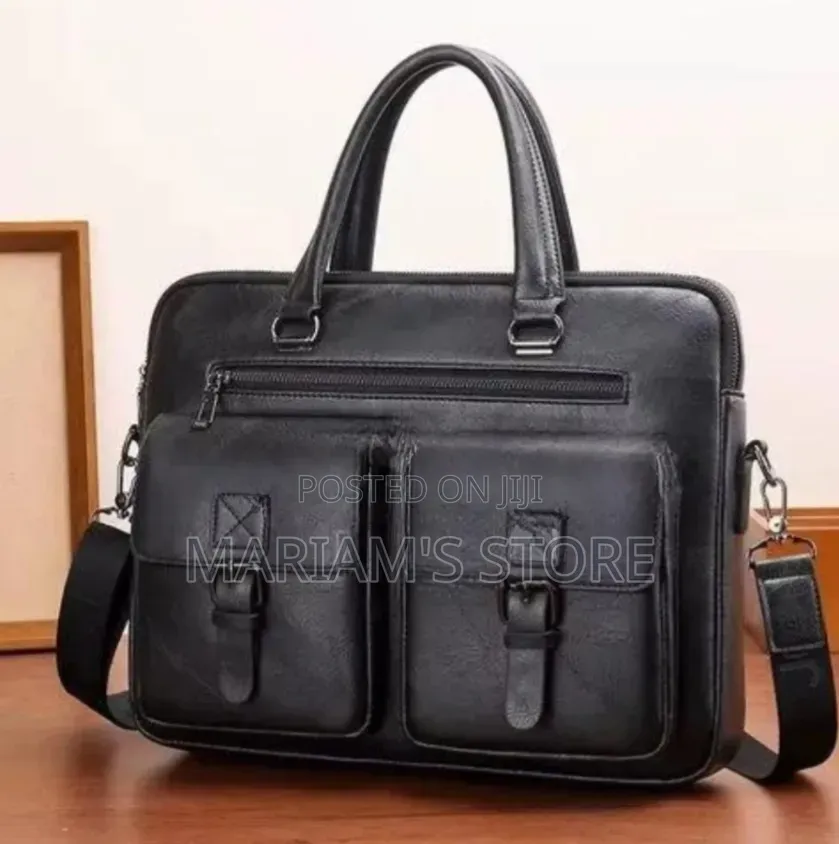 Faux-Leather Laptop Briefcase Dual Front Buckle
