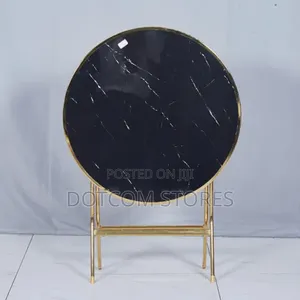 Black Marble-Patterned Round Table