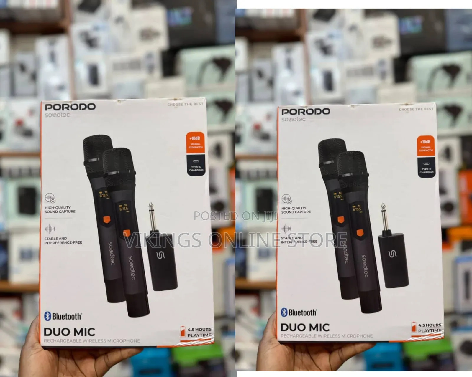 Porodo Soundtec Duo Mic Aluminum Rechargeable Wireless Microphone