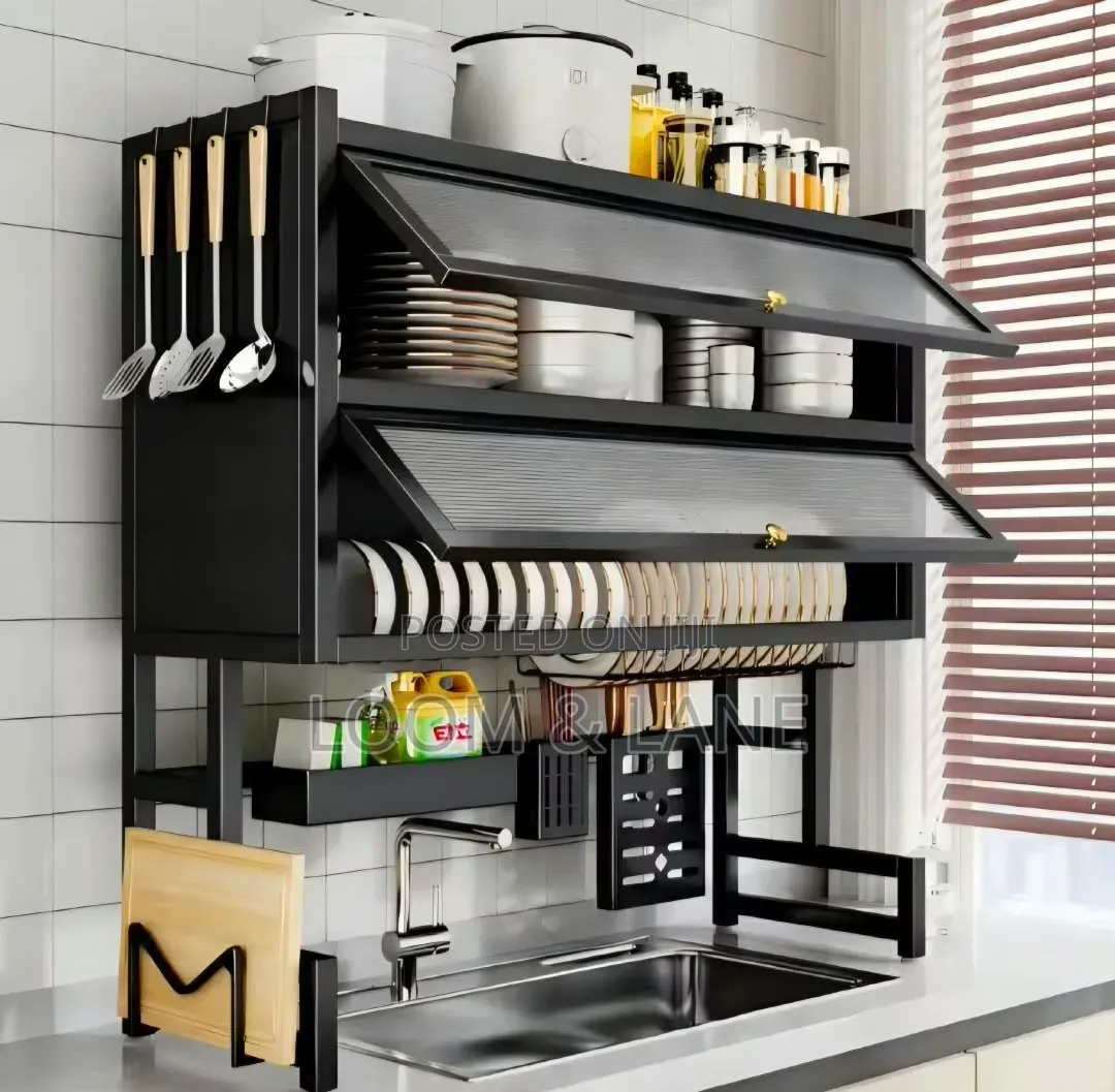 6-in-1 Over Sink Dish Rack With Cabinet