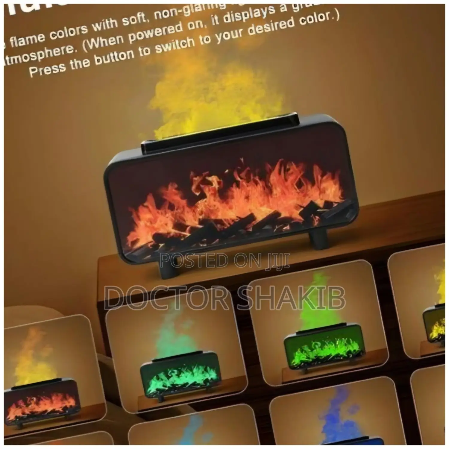 3-in-1 Simulated Fireplace Flame Air Humidifier and Diffuser