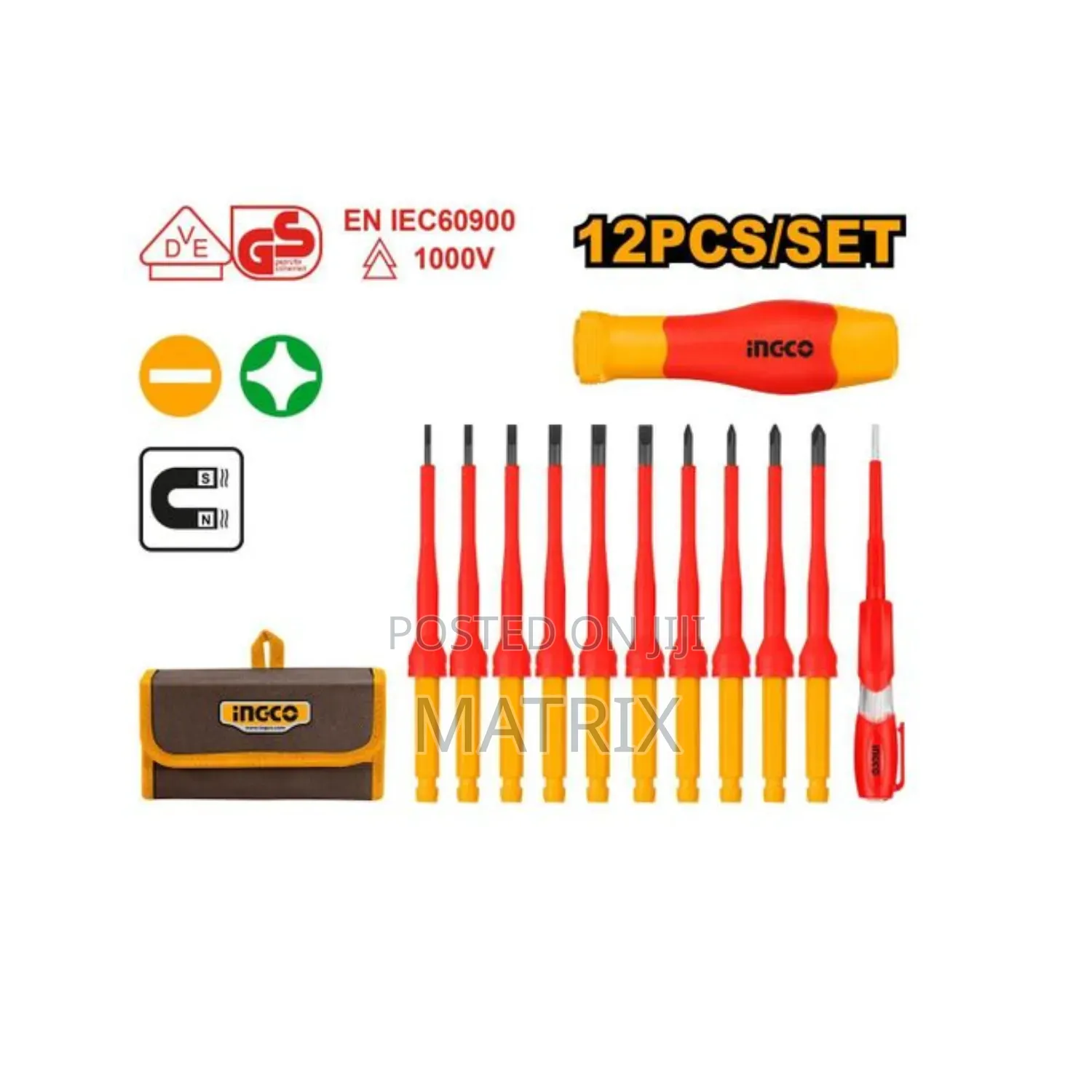 INGCO 12 PCS Interchangeable Screwdriver With Voltage Tester Set