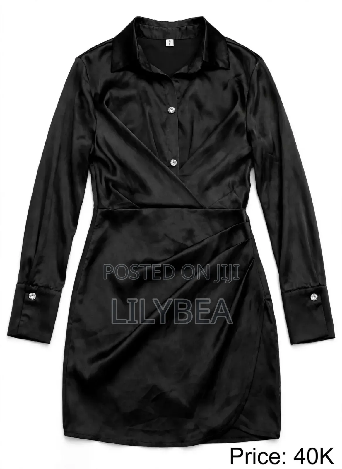 Brown Satin Shirt Dress S/M - Coffee Brown - - Lungujja