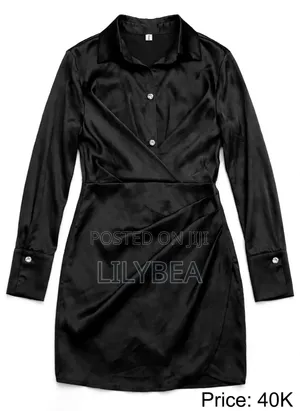 Brown Satin Shirt Dress S/M - Coffee Brown - - Lungujja