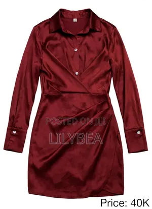Brown Satin Shirt Dress S/M - Coffee Brown - - Lungujja