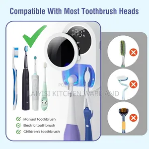 UV Toothbrush Sanitizer Wall Mounted Holder With Dual Disinfection,