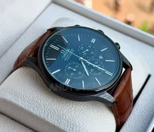 Omega Genuine Brown Leather Watch for Men
