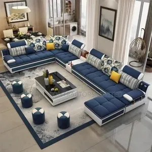 10 Seaters Sofas + Center Table + 4 Poufs + 11 Pillows