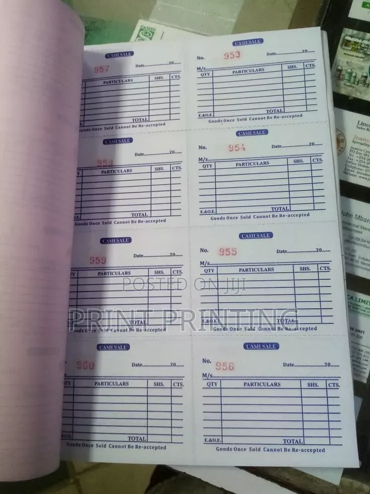 Bulk Printing of Reciept, Invoice, Proforma Books