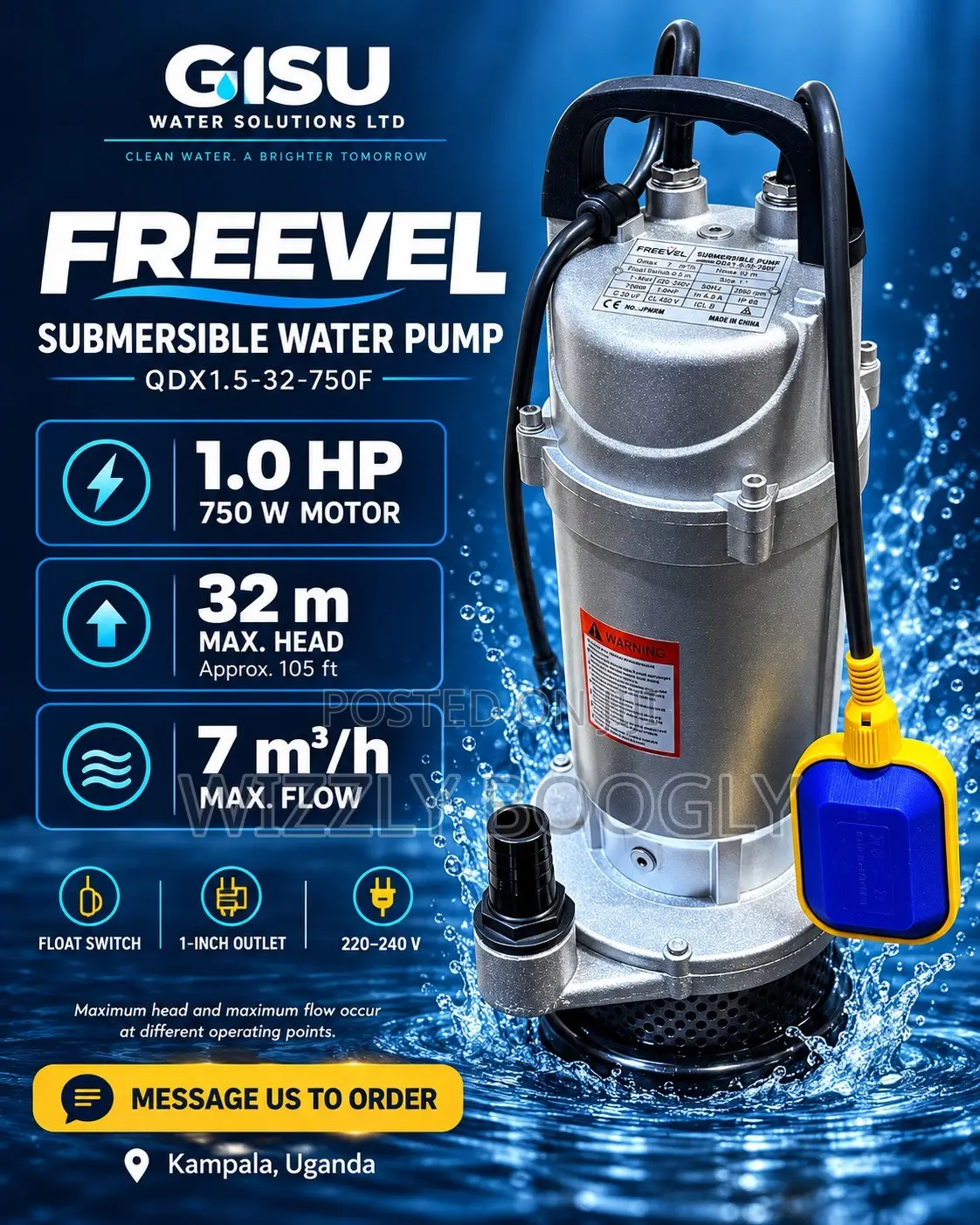 Original Submersible Water Pump Freevel for Boreholes and Deep Wells