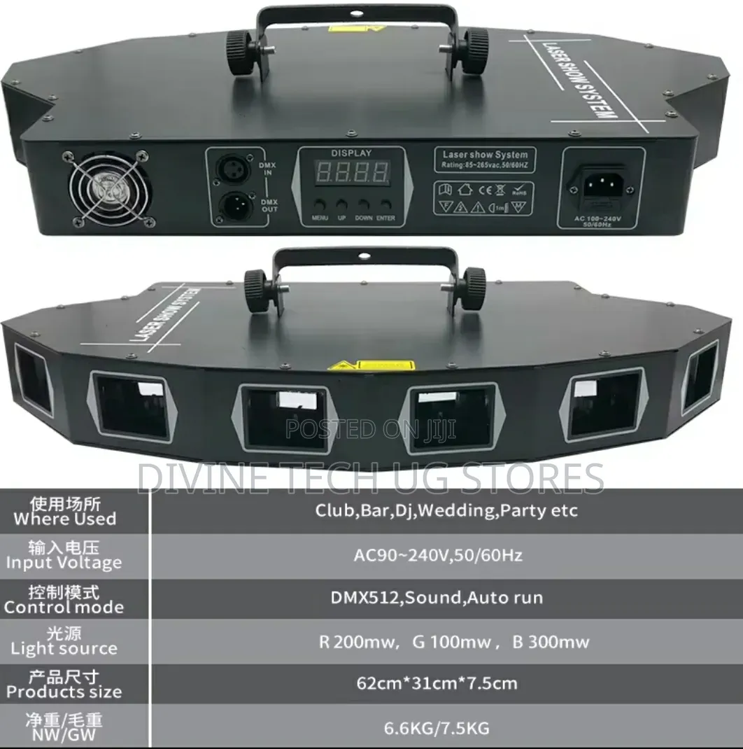 6 Head Laser Show Party Disco Stage Light Full Color With DMX Controls