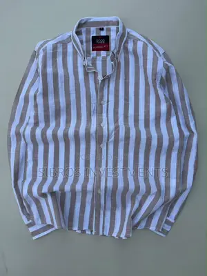 Mens 4F Striped Cotton Long Sleeve Shirt Regular Fit XL.