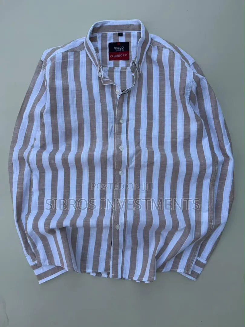 Mens 4F Striped Cotton Long Sleeve Shirt Regular Fit XL.