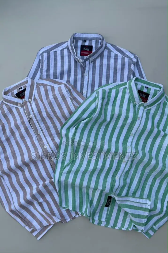 Mens 4F Striped Cotton Long Sleeve Shirt Regular Fit XL.