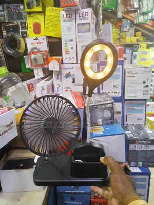 Rechargeable Fan, Phone Holder Reading Lamp MultiFunction Desk Light