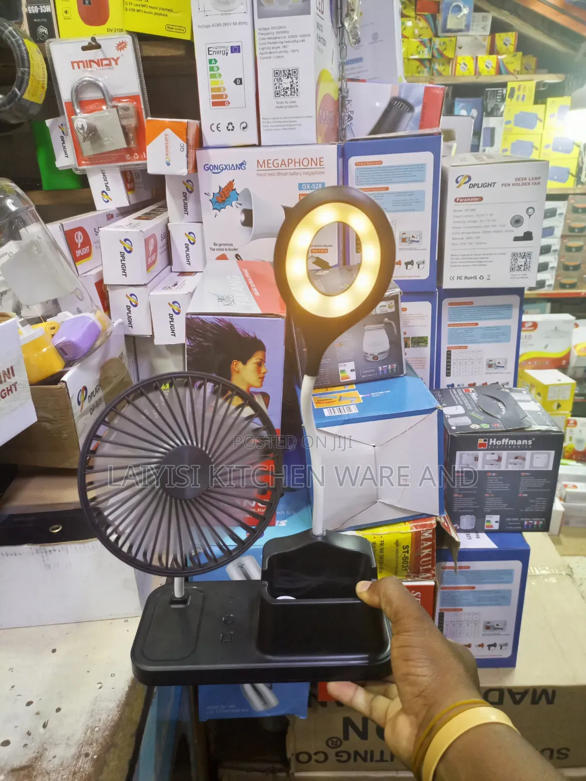 Rechargeable Fan, Phone Holder Reading Lamp MultiFunction Desk Light
