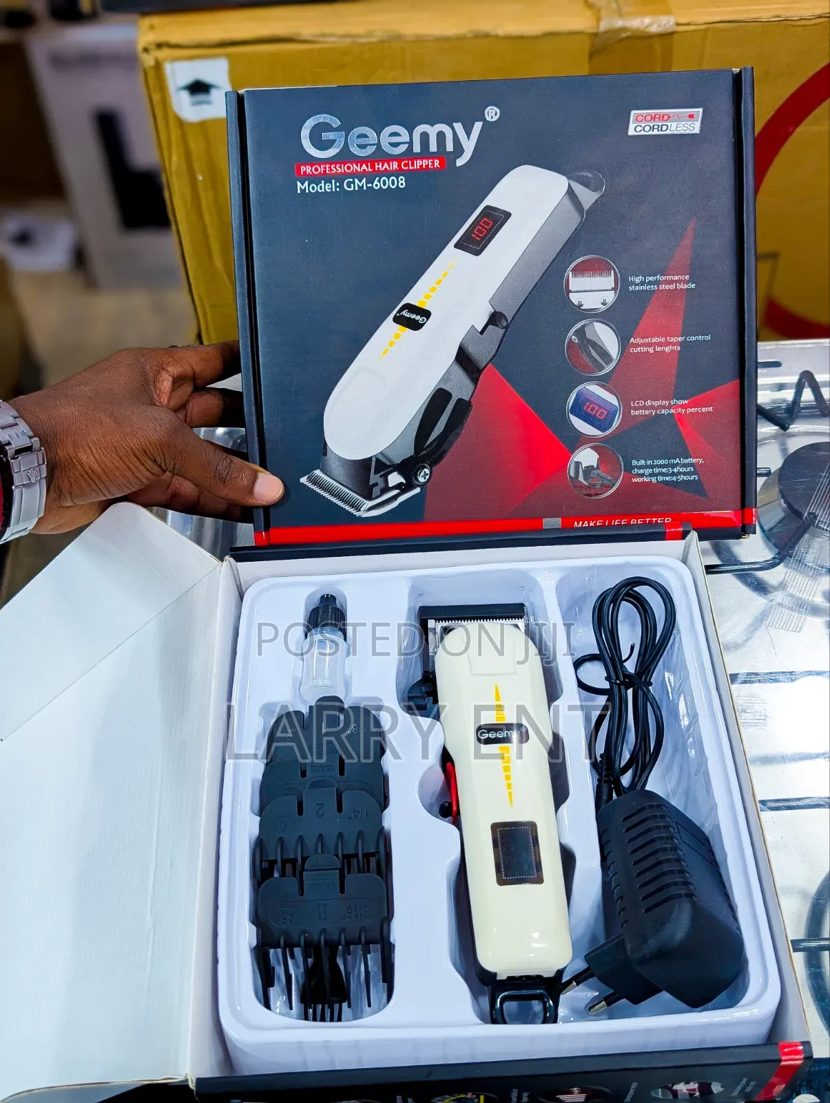 Geemy Professional Hair Clippers Rechargeable Cordless Trimmer
