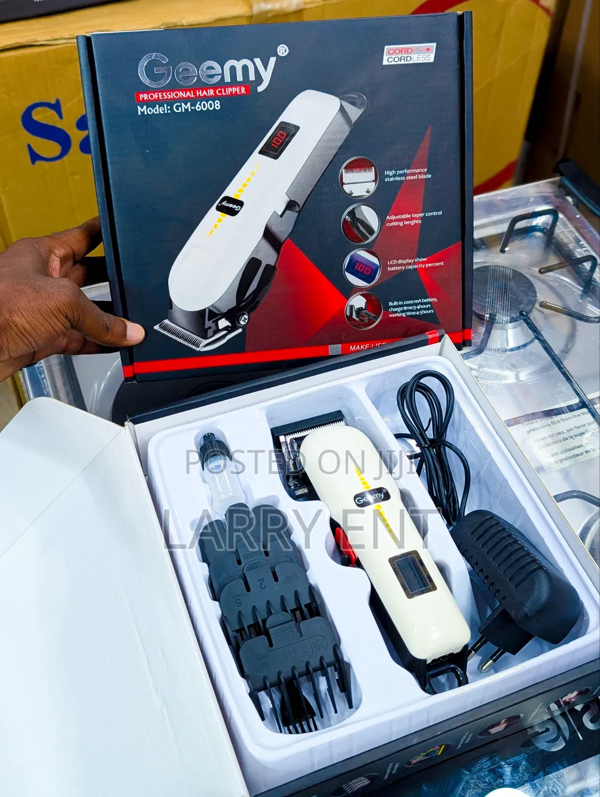 Geemy Hair Clipper Adjustable Blades Combs Charger Lubricant