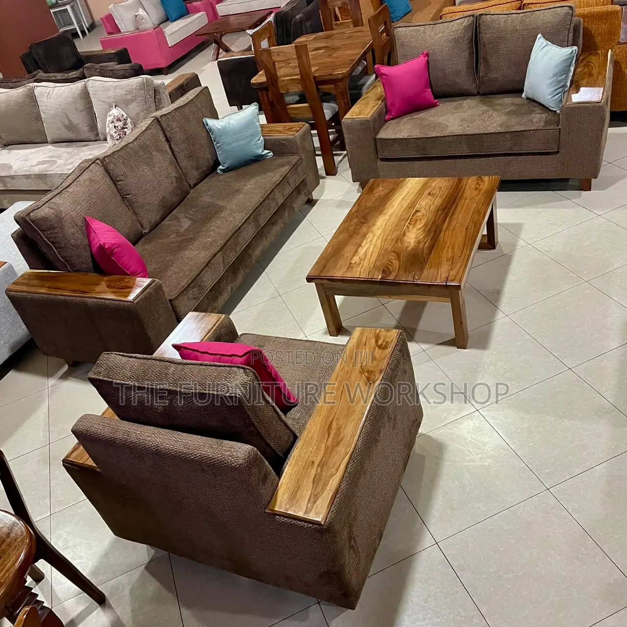 6 Seater Sofa, Coffee Brown - Senana Hypermarket