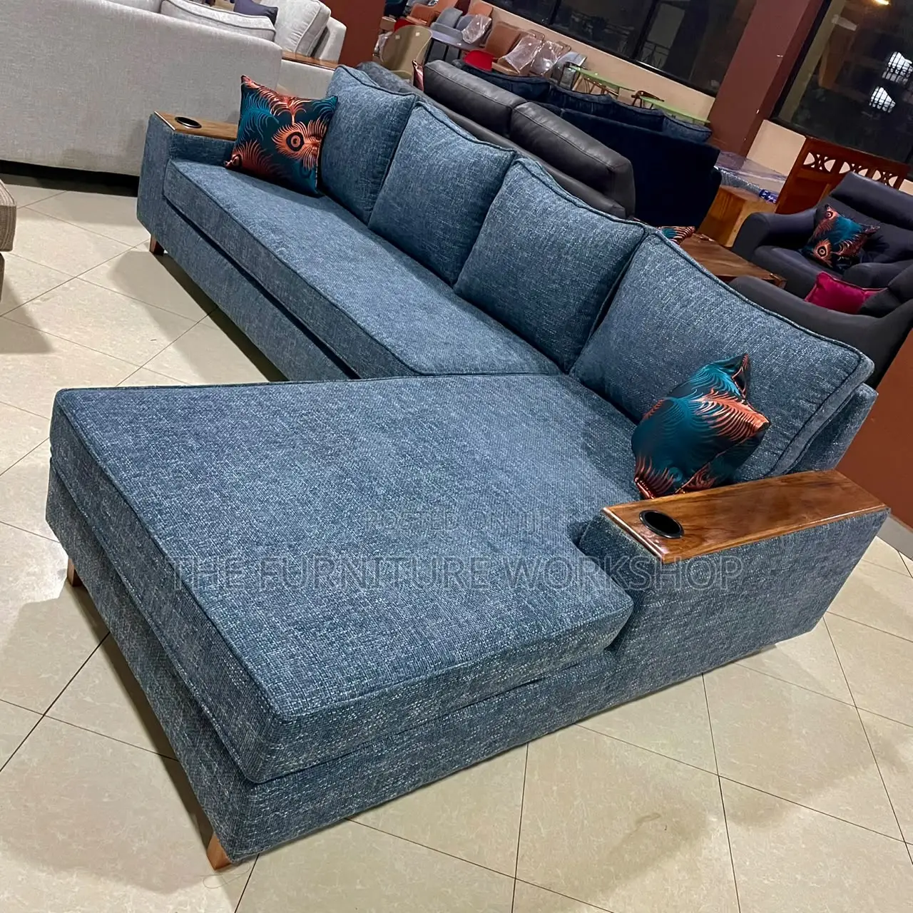 Blue L Sofa Set - Senana Hypermarket