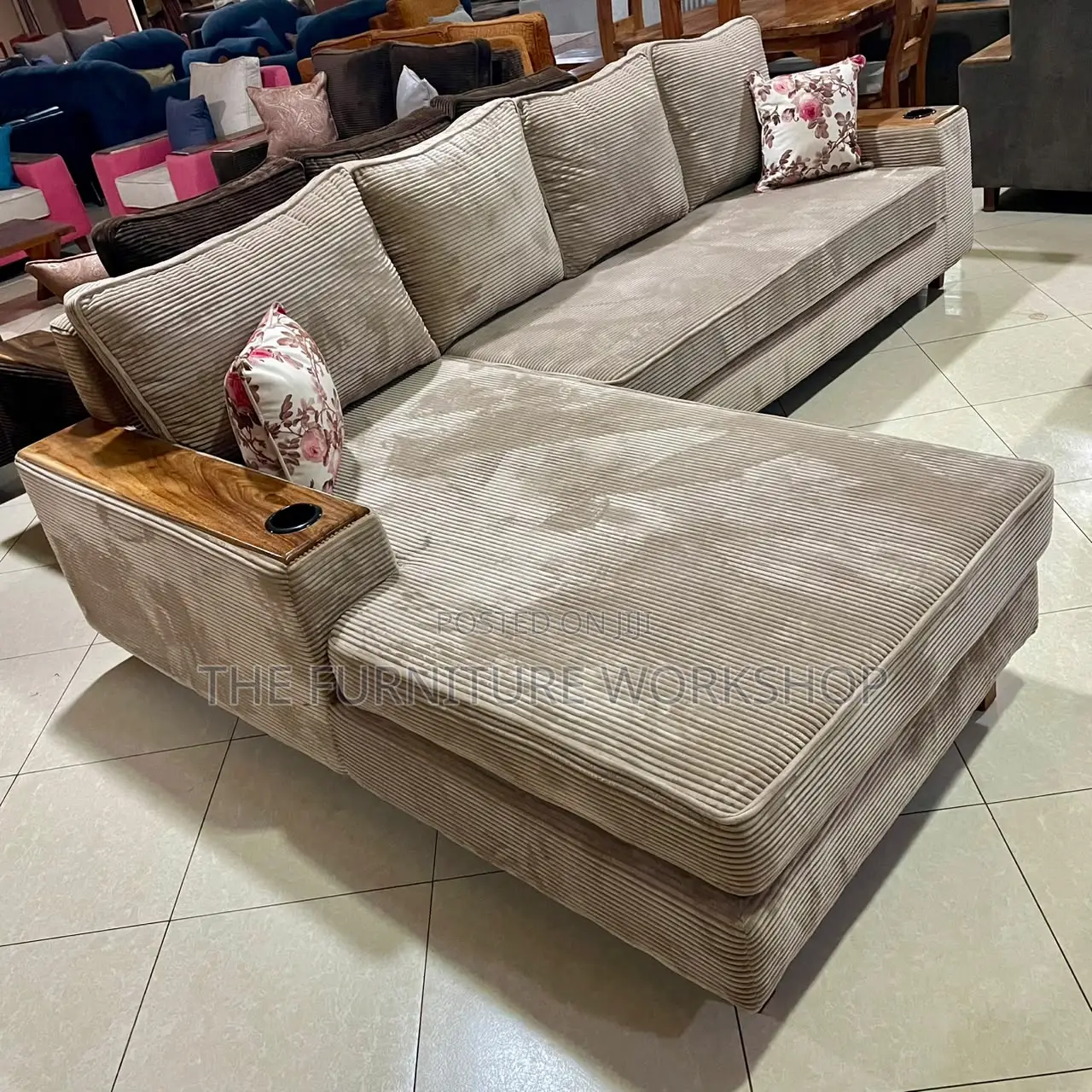 Beige Cordury L Sofa Set - Senana Hypewrmarket