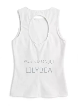American Virsity Crop Top White - Open Back - Size S/M