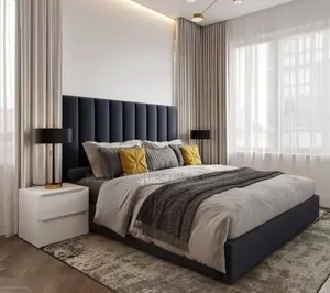 Beds/Upholstered Bed With Side Tables.