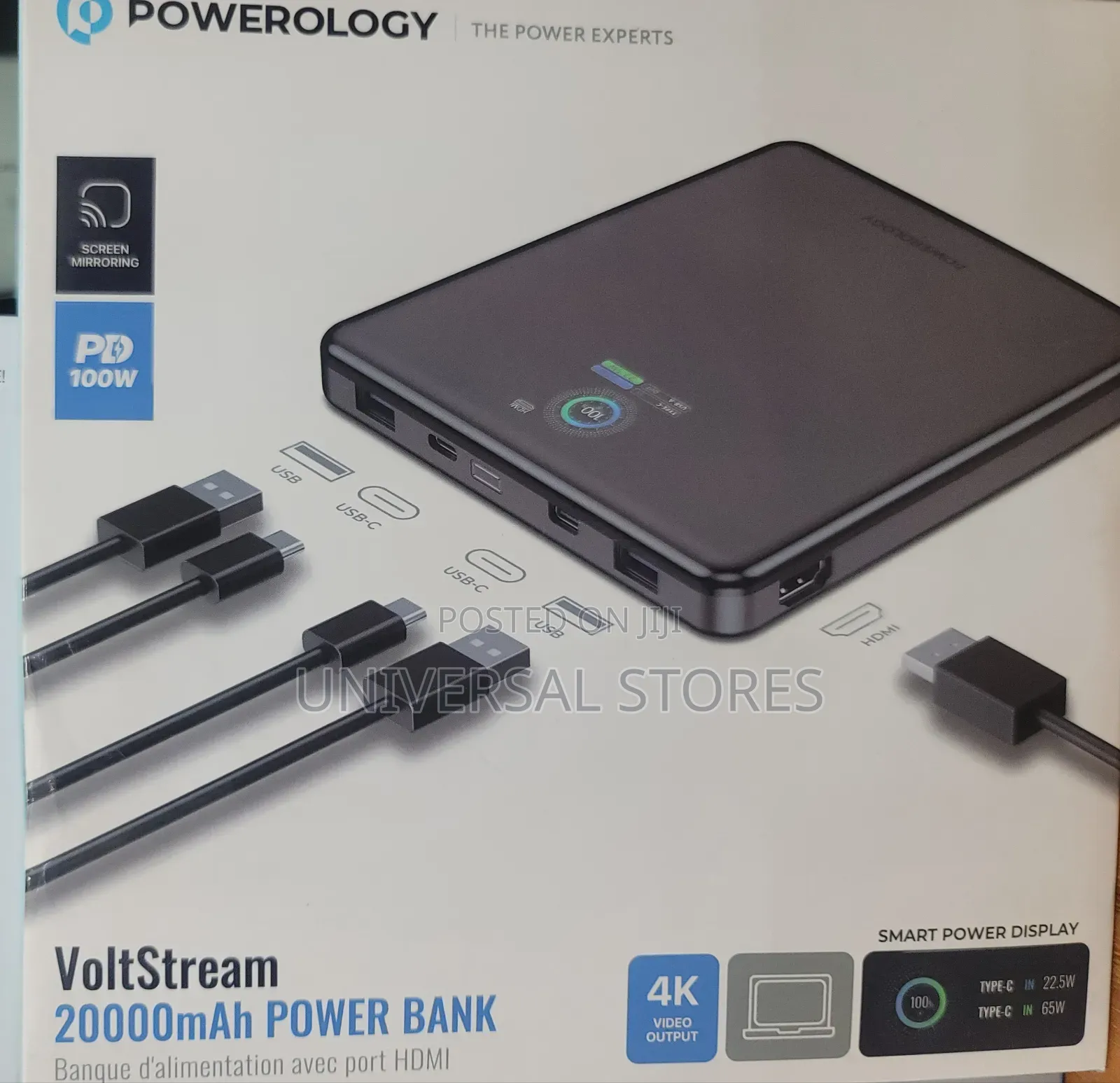 Powerology VoltStream 20000mAh Power Bank (100W PD)