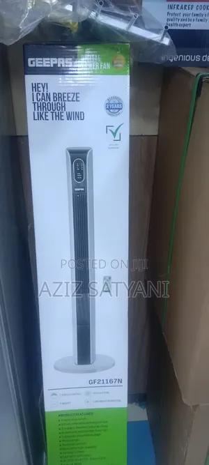Geepas GF21167N Digital Tower Fan Remote Control,3Speeds