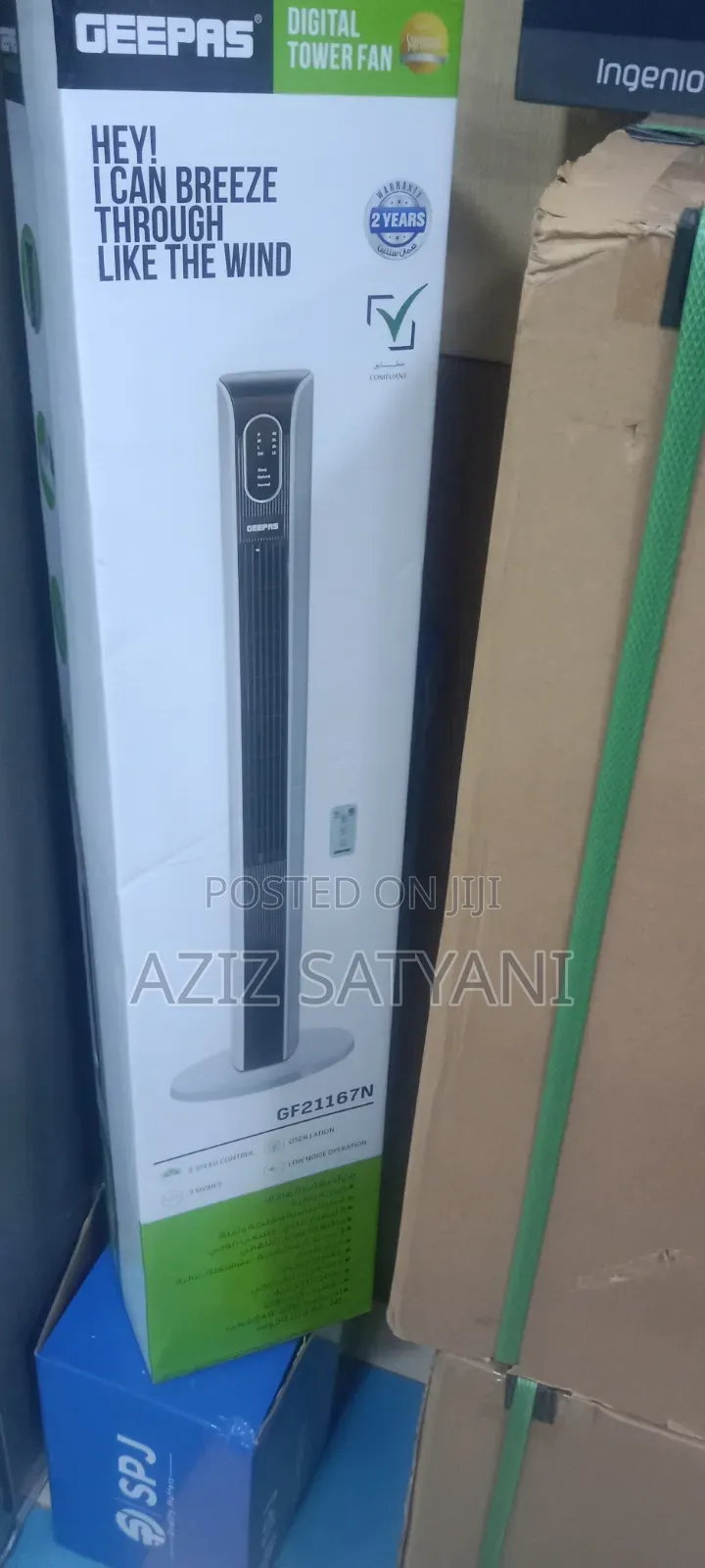 Geepas GF21167N Digital Tower Fan Remote Control,3Speeds