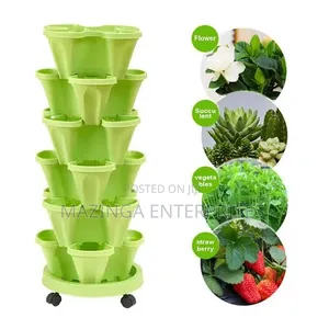 6Pcs Stackable Garden Flower Pot Planters Pots for Strawberries, Herbs