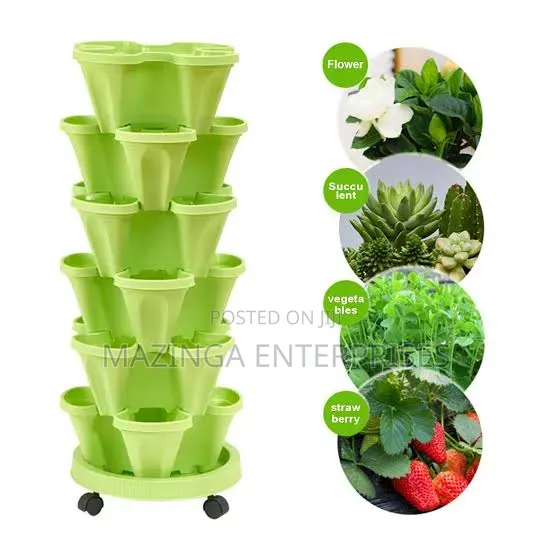 6Pcs Stackable Garden Flower Pot Planters Pots for Strawberries, Herbs