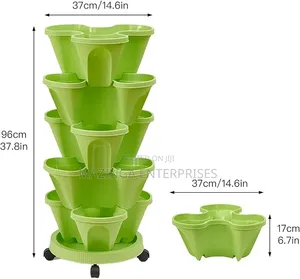 6Pcs Stackable Garden Flower Pot Planters Pots for Strawberries, Herbs