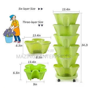 6Pcs Stackable Garden Flower Pot Planters Pots for Strawberries, Herbs