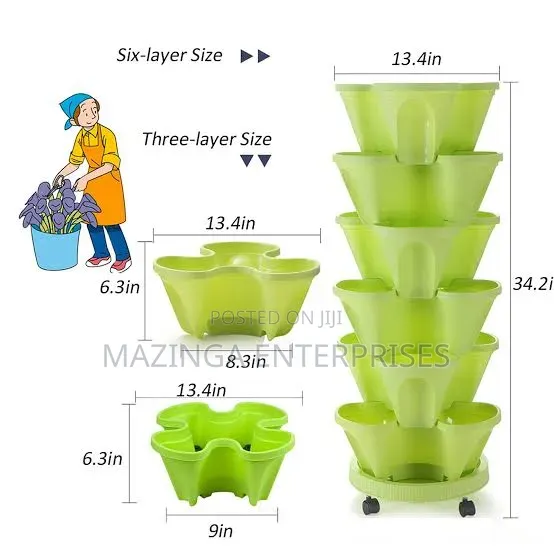 6Pcs Stackable Garden Flower Pot Planters Pots for Strawberries, Herbs