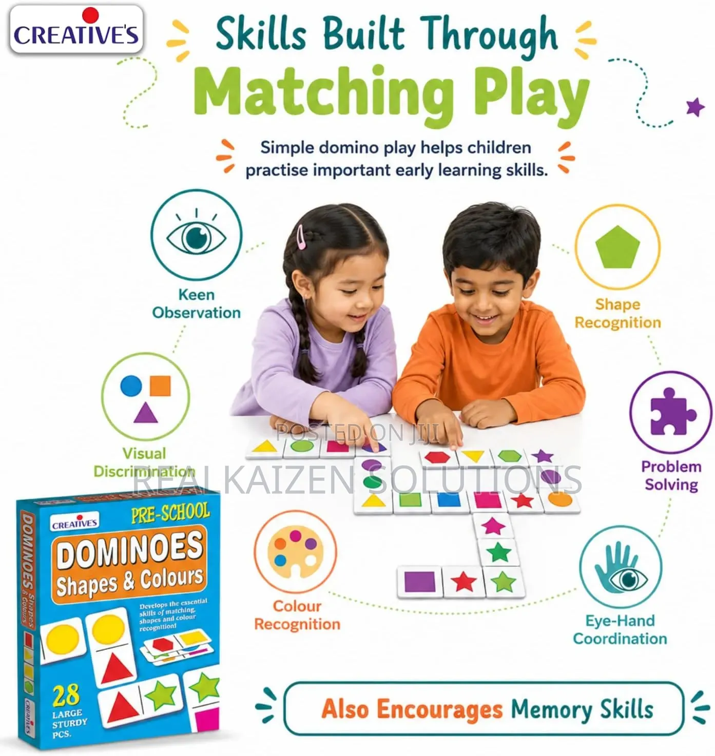 CREATIVES Educational Dominoes Shapes and Colours Card Game