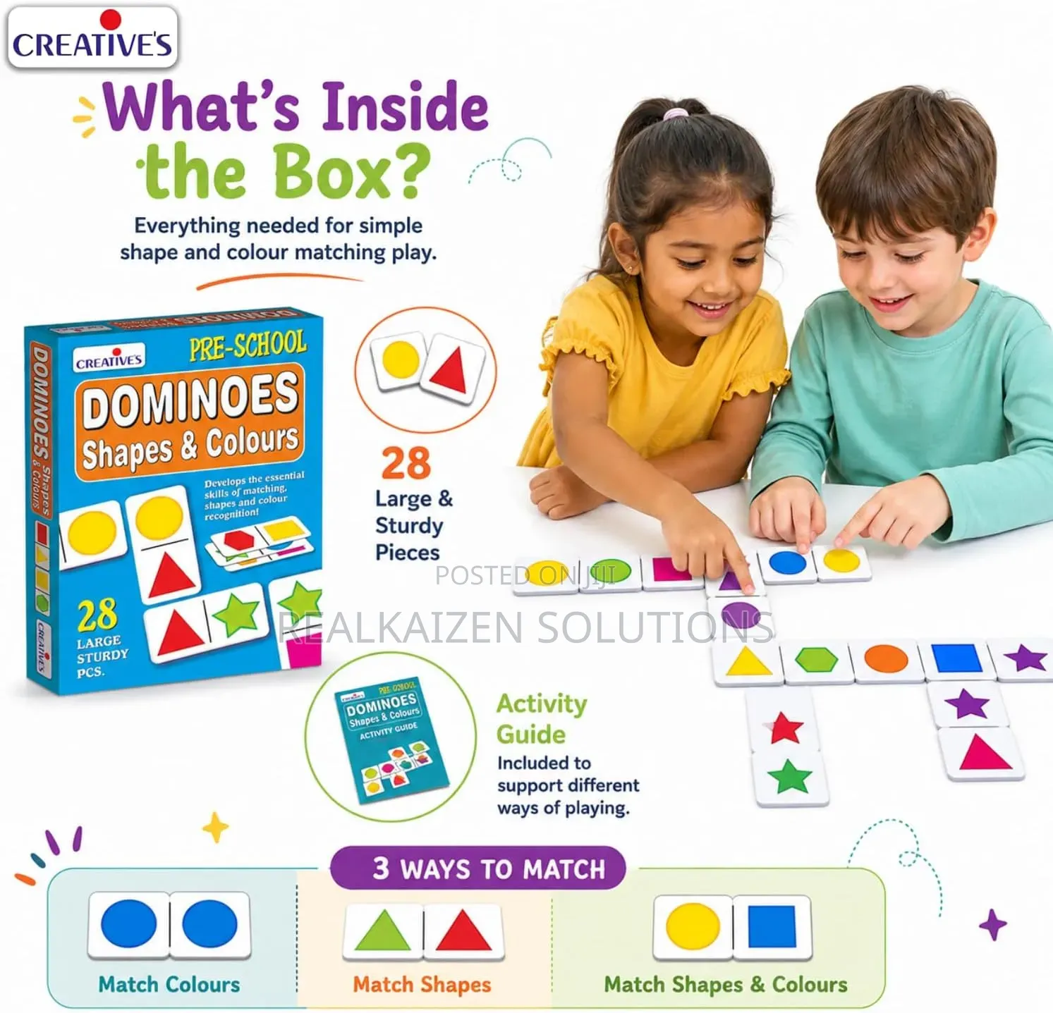 CREATIVES Educational Dominoes Shapes and Colours Card Game