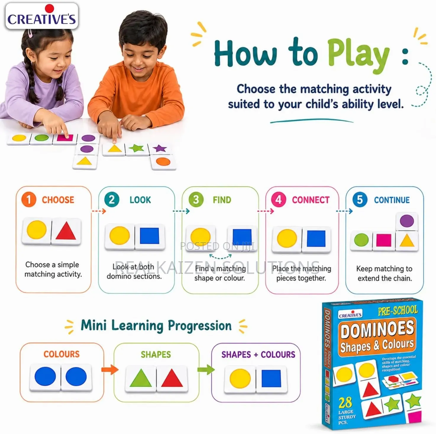 CREATIVES Educational Dominoes Shapes and Colours Card Game