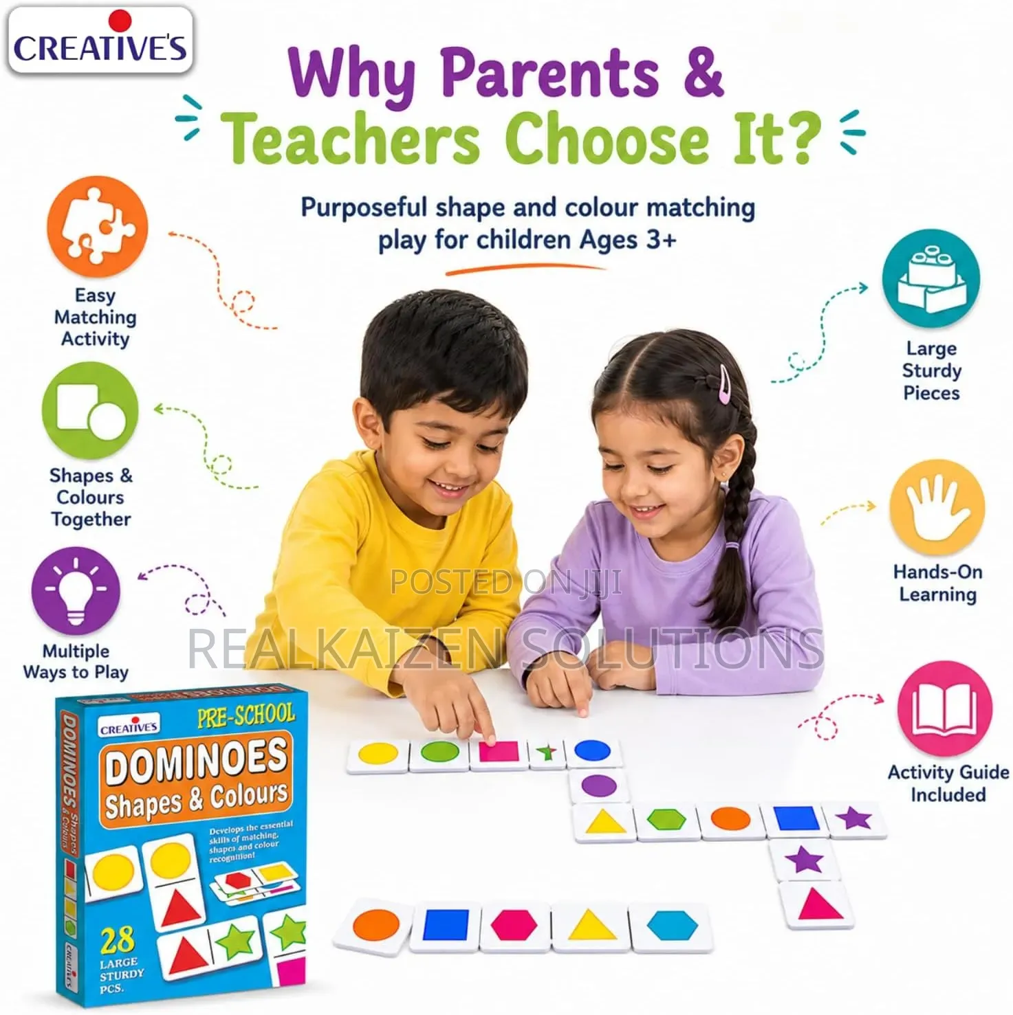 CREATIVES Educational Dominoes Shapes and Colours Card Game