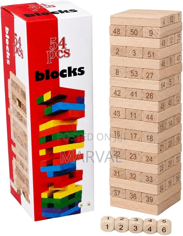 54 Piece Wooden Blocks Stacking Toys
