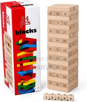 54 Piece Wooden Blocks Stacking Toys
