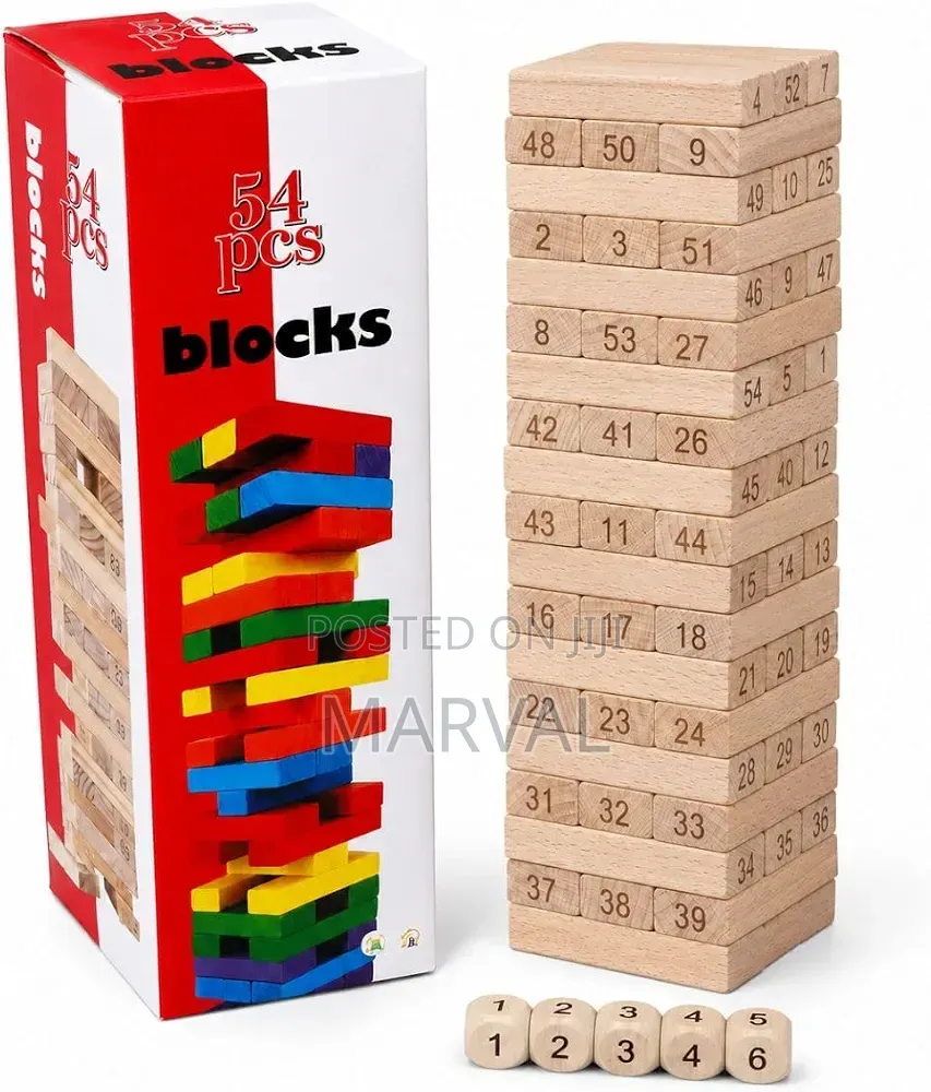 54 Piece Wooden Blocks Stacking Toys