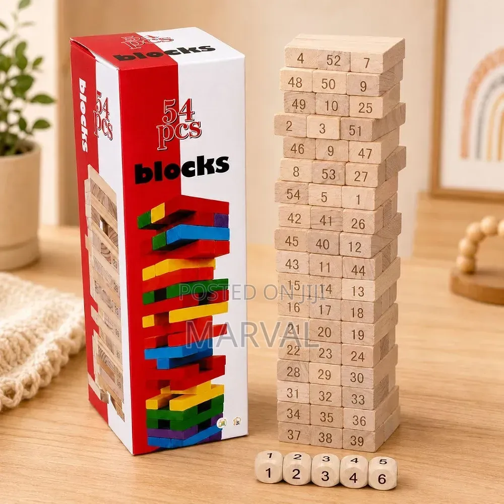 54 Piece Wooden Blocks Stacking Toys