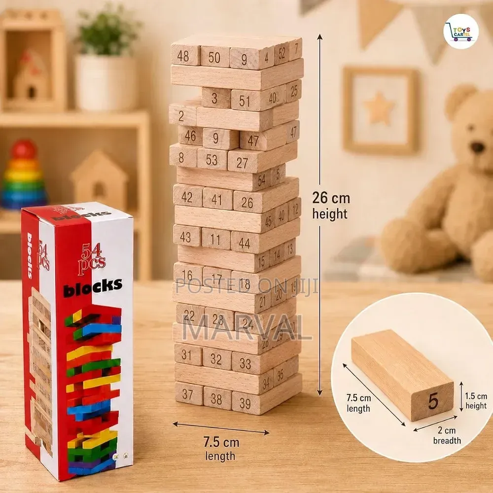 54 Piece Wooden Blocks Stacking Toys